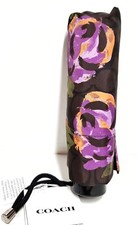 Coach Mini Umbrella in Signature Rose Print Sv Brown Iris Purple Multi-Color NWT