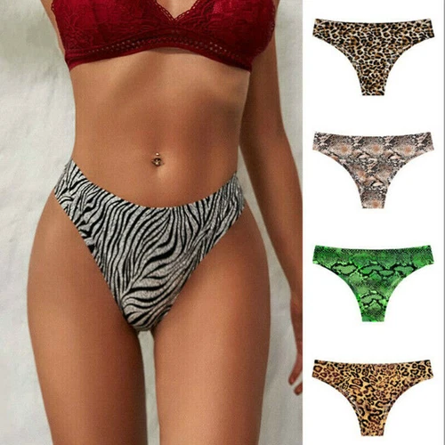 5 Pack Lot Women Panties Thong G-string Sexy Leopard Briefs Lingerie Underwear - Picture 2 of 13