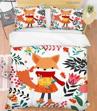 3D Floral Leaf Fox Branch Quilt Cover Set Duvet Cover Bedding Pillowcases 1758