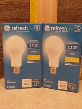 Lot Of 2 - Ge Refresh 100w Led Hd Daylight Medium Base A21 Light Bulb 1600 Lmns