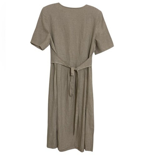 Vintage hellbraunes Damen Maxikleid Leinen 14 Cottage Core Y2K Boho minimalistisch Freizeit - Bild 7 von 8