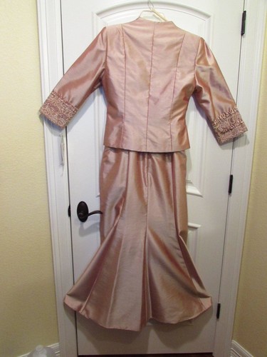 NUEVO CON ETIQUETAS ROSA SUAVE 2 piezas VESTIDO DE CÓCTEL LARGO CUENTAS LENTEJUELAS TALLA 10 CUENTAS COMO NUEVO - Imagen 5 de 12