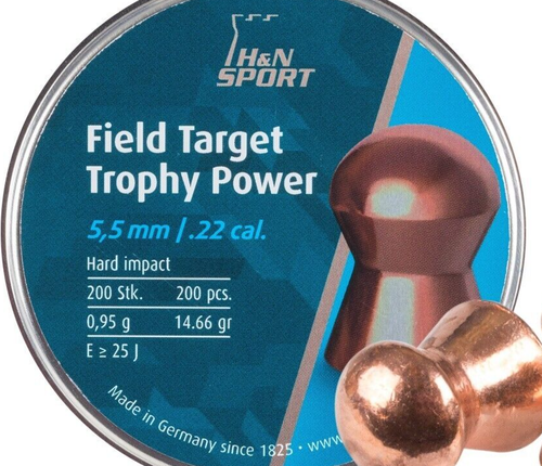 H&N Field Target Trophy Power 200 Count COPPER COATED 5.5mm .22 Caliber Pellets - Picture 2 of 3