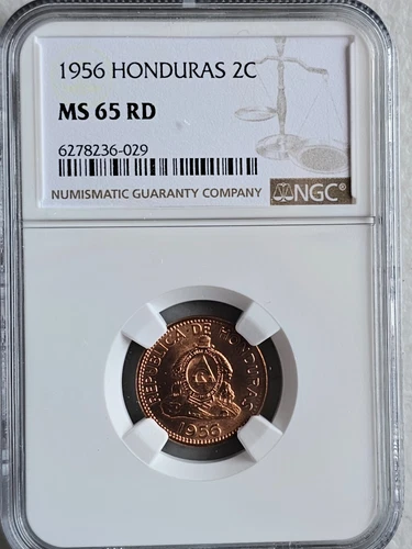 Honduras 2 Centavos 1956 NGC MS 65 RD