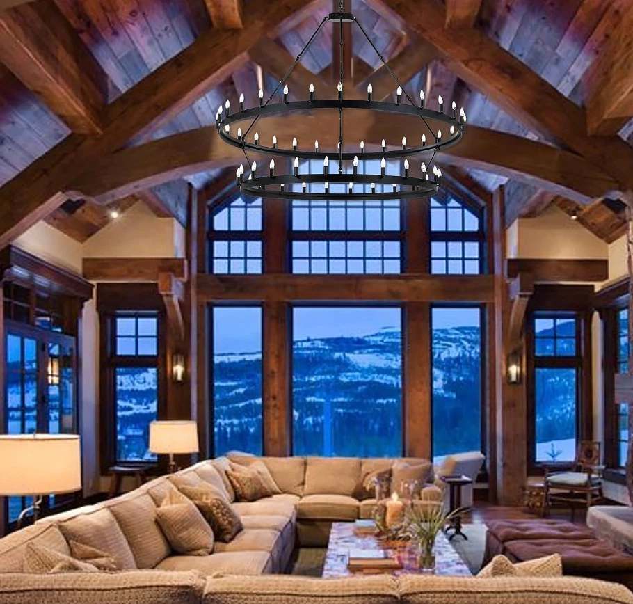 Nuevo En Caja - Araña Industrial Loft Hierro Forjado Vintage Granero Metal Castilla Foto 3 de 4