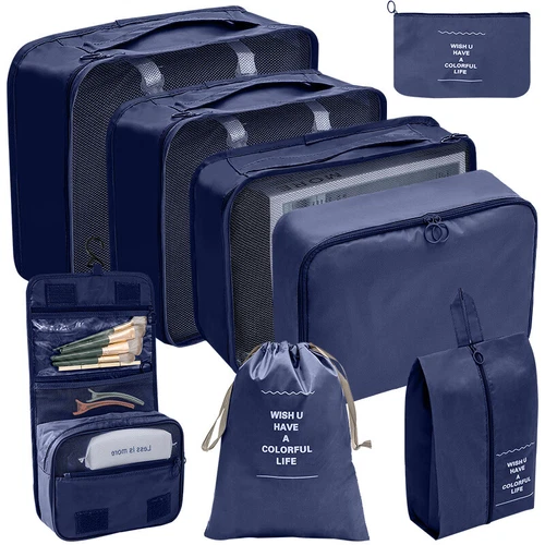 8-teiliges Reisegepäck Organizer Set Koffer Aufbewahrung Taschen Kleidung Packwürfel - Bild 5 von 29