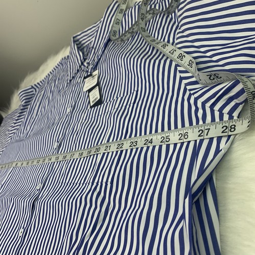 Camicia Fashion Nova taglia 1X bottoni davanti nautica bianca blu righe colletto top - Foto 5 di 14