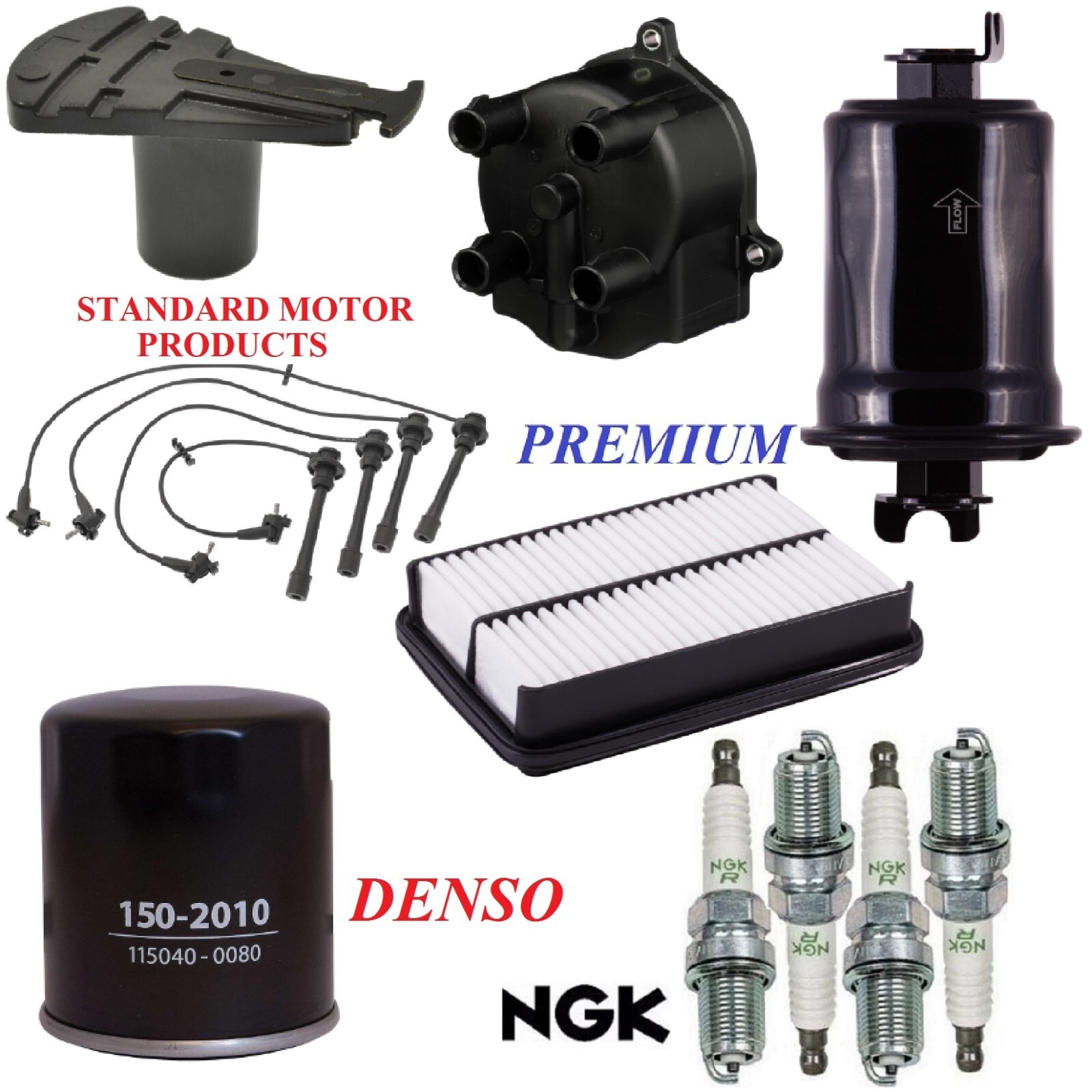 Complete Tune-Up Kit For Toyota Camry 1986-1991 - Filters, Cap, Rotor, Spark Plugs & Wire Set