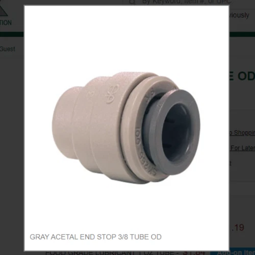 JOHN GUEST GRAY ACETAL END STOP 3/8 TUBE OD # PI4612S