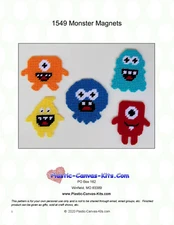 Cute Monster Magnets- Plastic Canvas Pattern or Kit