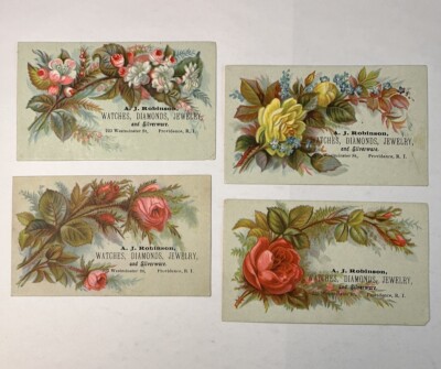 Victorian trade cards AJ Robinson Watches Diamonds Westminster Providence RI B76
