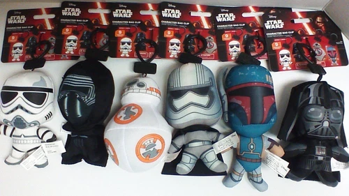 STAR WARS THE FORCE AWAKENS PLUSH CHARACTER BAG CLIP CHOOSE YOUR FAVORITE NEW