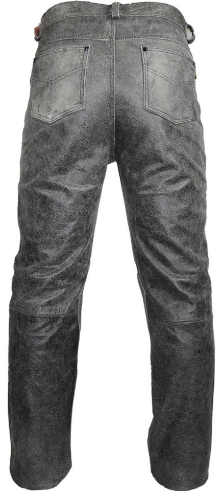 Herren Motorrad Lederhose in Grau Lederjeans Bikerhose Bikerjeans 5 Pocket  - Bild 3 von 4