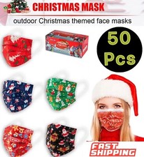 50 PCS Christmas Face Mask Mouth  Nose Protector Respirator Masks US Seller