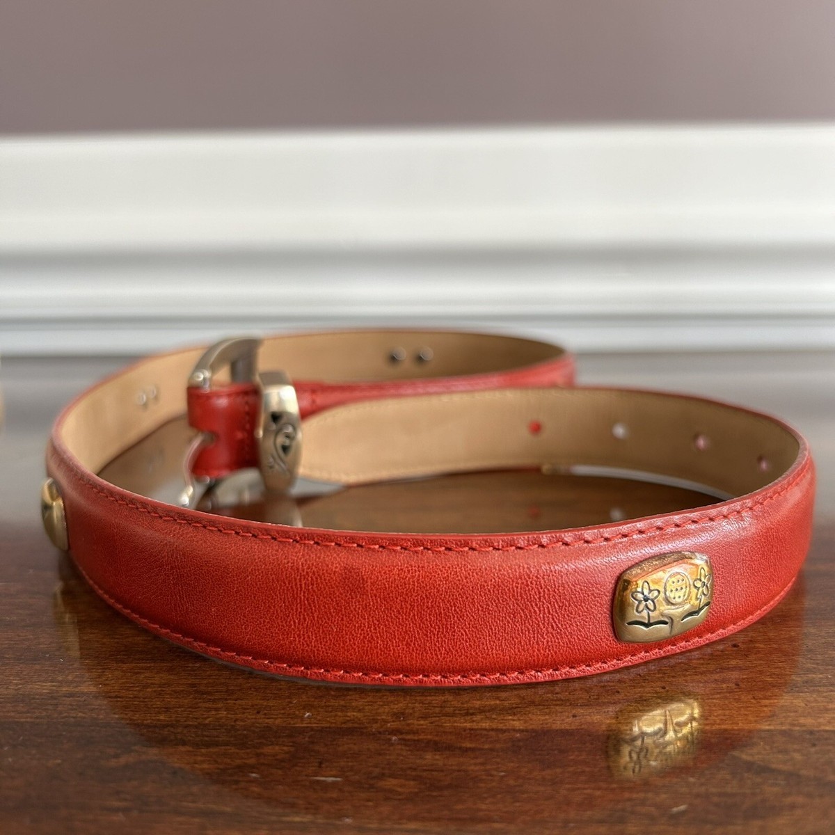 NEW Brighton Cherry Red I Love Golf - Golf Themed Belt - ML 32 Brighton Red Leather Belt Golf Dangle Charm Buckle Silver  main image 3
