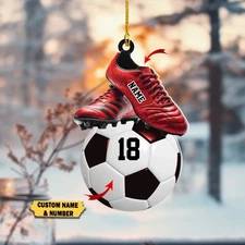 Christmas 2025 Soccer Ornament, Custom Cleats & Ball Acrylic Sports Decoration