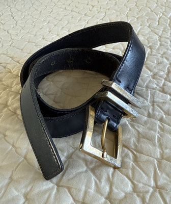 Vintage Yves Saint laurent Navy Blue Leather Belt - Women display picture 1