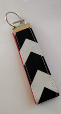 Black White Chevron Print Wristlet Strap Keyring