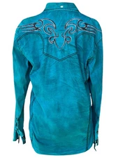 ROAR Turquoise Embroidered Button Up Shirt Size Large-RF-224MS