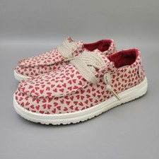 Hey Dude Wendy Women  s Love Cushioned Comfort Shoes Size 5 Red Tan Slip On