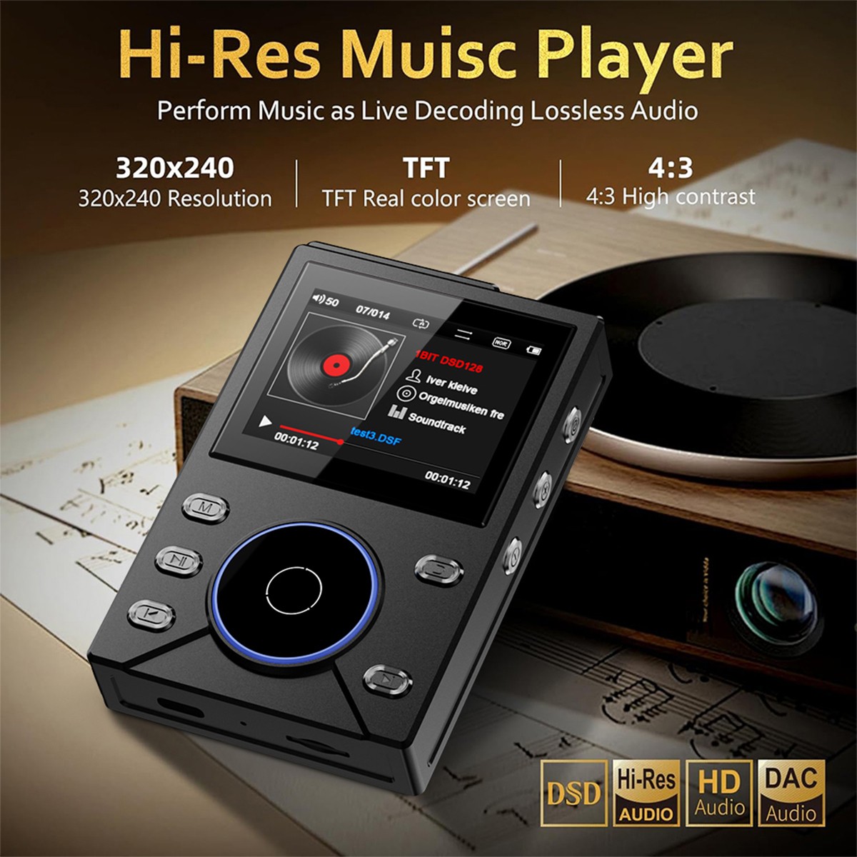 Hi-Fi MP3 Player Bluetooth DSD Lossless Audio FM Radio Recorder