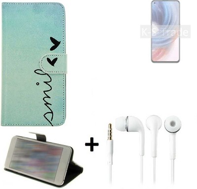 360° Schutz Hülle smile für Oppo K9 Pro 5G Wallet Case Design + headphones