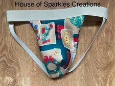 Men’s 32 Inch Waist Christmas Jockstrap With Beige Elastic