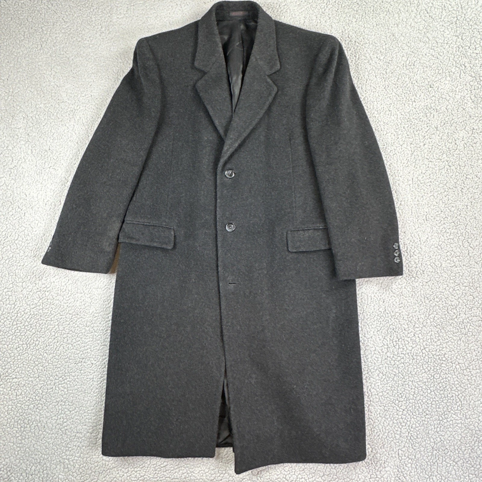 Nino Cerruti Rue Royale Wool Cashmere Blend Overcoat 42R Charcoal Gray 3 Button image 1