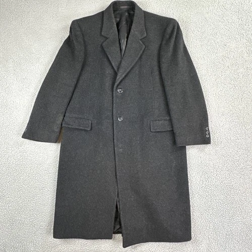Nino Cerruti Rue Royale Wool Cashmere Blend Overcoat 42R Charcoal Gray 3 Button video thumbnail