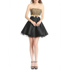 Jessica McClintock Gunne Sax Dress 80s Strapless Embellished Bow Black Formal 3