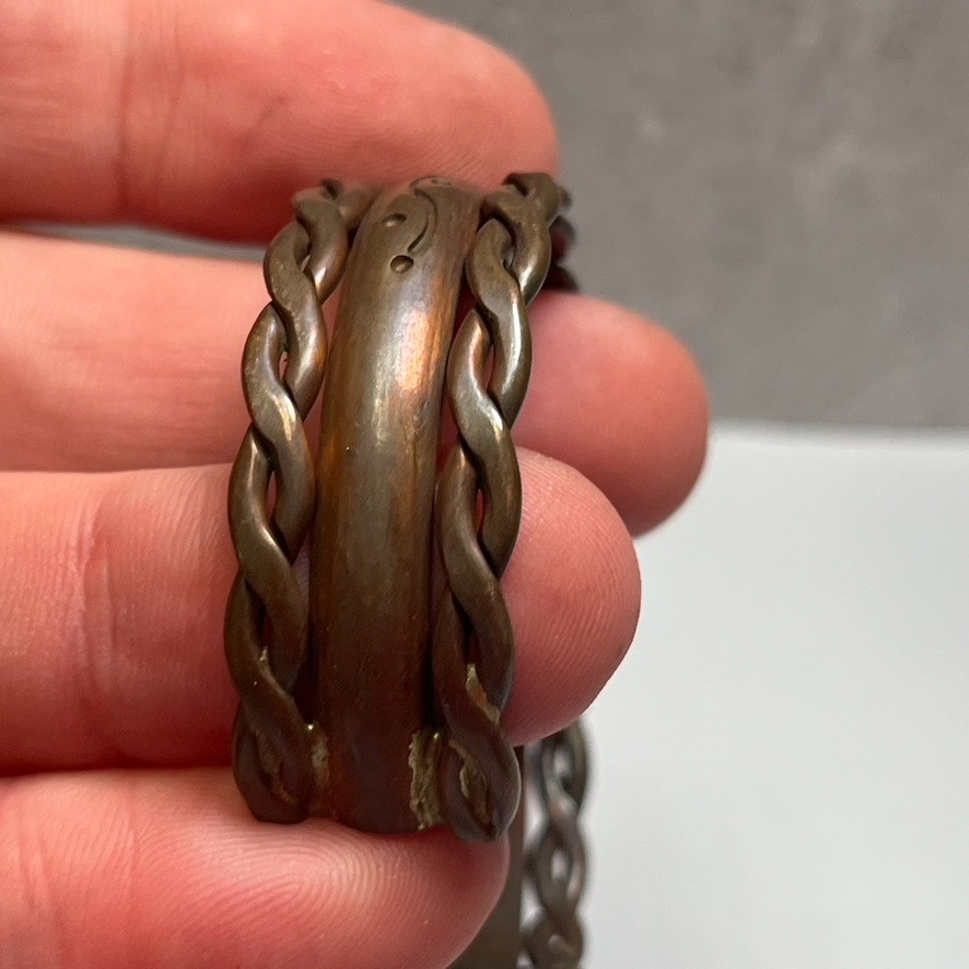 3- Solid Copper Braided Cuff Bracelet Vintage Ban… - image 6