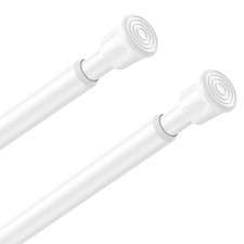 2 Pack Spring Tension Curtain Rods 28-48 Inches, White Spring Loaded Curtain ...