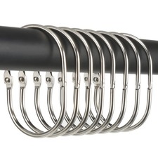 24 PCS Nickel Oval Snap Shower Curtain Rings Metal Rust Proof Glide Hooks