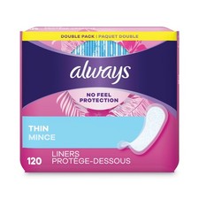 Always Thin Daily Panty Liners, Regular, 120/pack, 6 Packs/carton New
