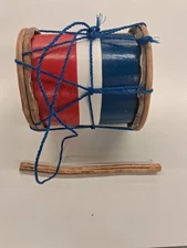 Dominican Republic Souvenir Tambora Handmade Colorful Wood And Leather 
