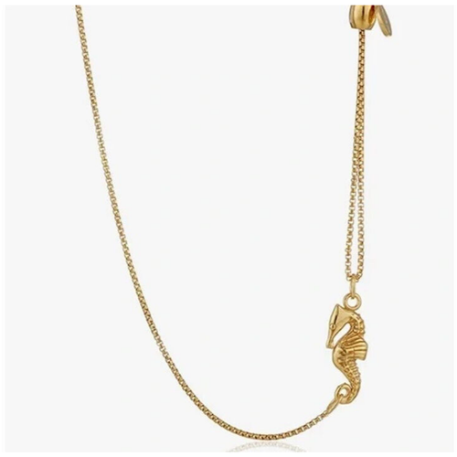 Alex & Ani 14K Gold über Sterling Silber Seepferdchen Zugkette Halskette 925 lang+ - Bild 1 von 11