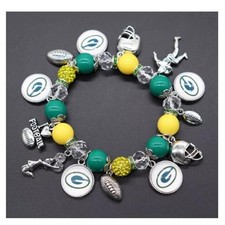 Green Bay Packers Bracelet Custom Made Beaded Charm Bracelet
