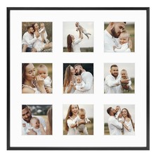 Golden State Art 4x4 Black Aluminum Collage Frame - Displays 4 Photos or 1 16x16