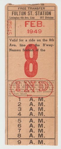 Subway Transfer: NYC Transit System, IRT Div., Fulton St. Station - 1949