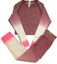 Victoria s Secret PINK Active pink Top Leggings Set Sz L pant L top