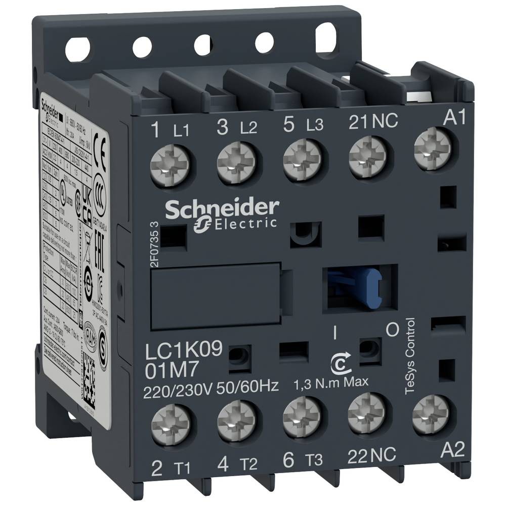 Contacteur de puissance LC1K0901B7 Schneider Electric bobine 24Vca 9A fixation rail DIN