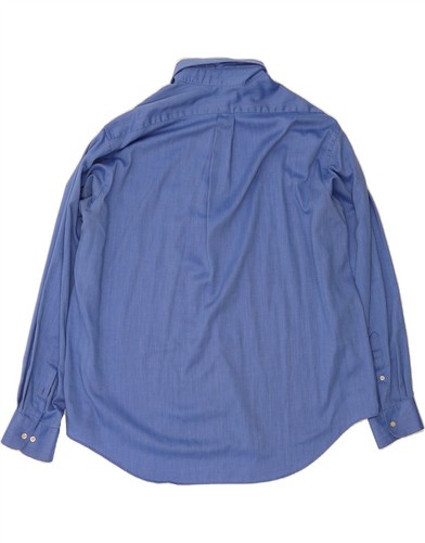 CHAPS Mens Easy Care Shirt Size 18 1/2 2XL Blue Herringbone Cotton CX39 - Picture 2 of 3