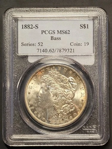 1882 S MORGAN SILVER DOLLAR PCGS MS62 Bass Collection