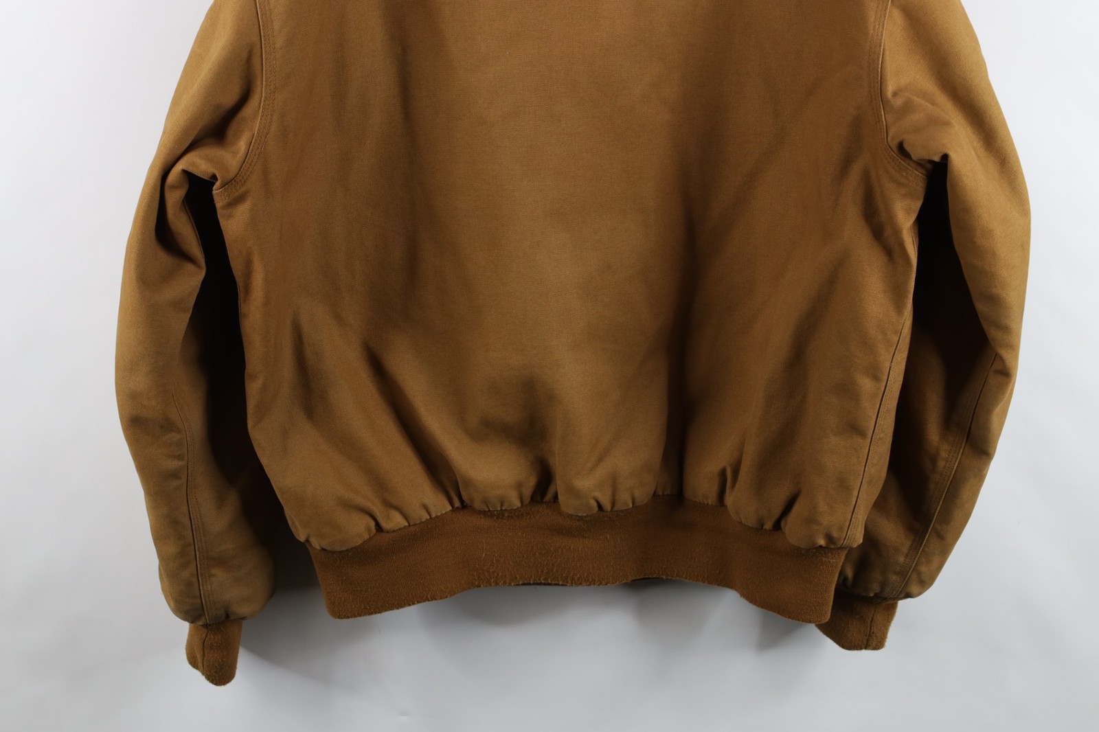 Vintage Mens XL Distressed Owens Corning Quilted Canvas Hooded Work Jacket Brown