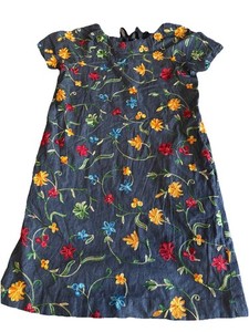 Handmade BOHemian Ladies Dress Embroidered Floral Pattern Light Denim.