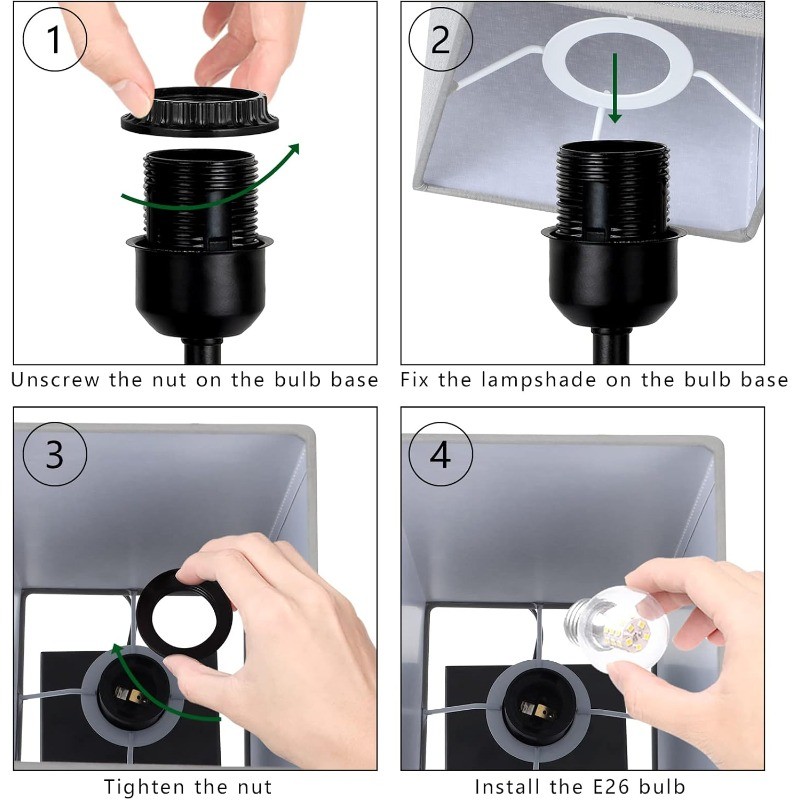 Set of 2 Touch Control Side Table Lamps with Dual AC Outlets for Bedrooms Office