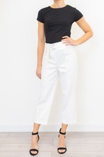 NEXT White Trouser Womens Cropped Belted Summer Ladies Smart Holiday Party