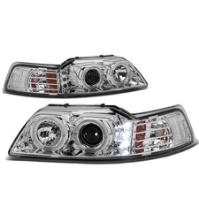 Halo Ringled Drlfit 1999-2004 Ford Mustang Chrome Amber Projector Headlight