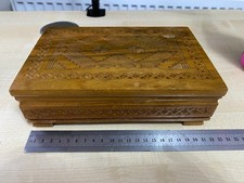 Vintage Wooden Cigarette Box 22cm long great detail