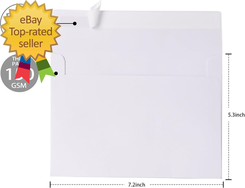 5X7 Envelopes 50 Pack A7 White Envelopes for Invitations 5 1/4 X 7 1/4” Large - Picture 2 of 5